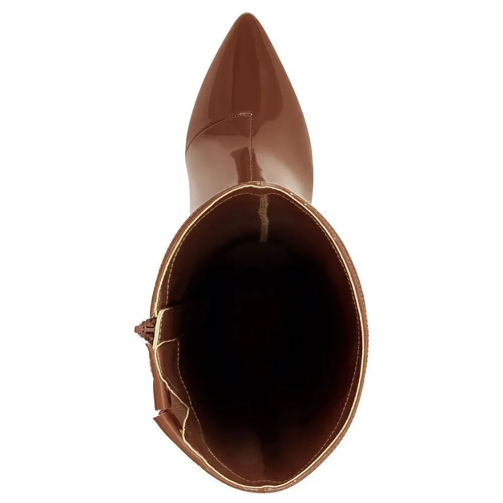 Cognac patent boots
